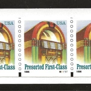 Scott# 3132 "JUKE BOX" PRINTED PERF PNC (5) P# M11111