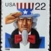 Scott# 3259 "UNCLE SAM" S/A SHEET SINGLE, NICELY CENTERED