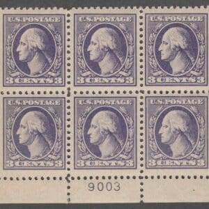Scott# 530 "WASHINGTON" MNH OFFSET PERF 11, TYPE IV PLATE BLOCK (6)