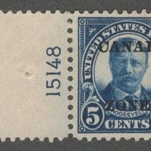 Scott# 74 CANAL ZONE "ROOSEVELT" MINT NG PLATE # SINGLE, NICELY CENTERED