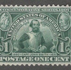 Scott# 328 "JAMESTOWN EXPOSITION - JOHN SMITH" MINT * SEE DETAILS *