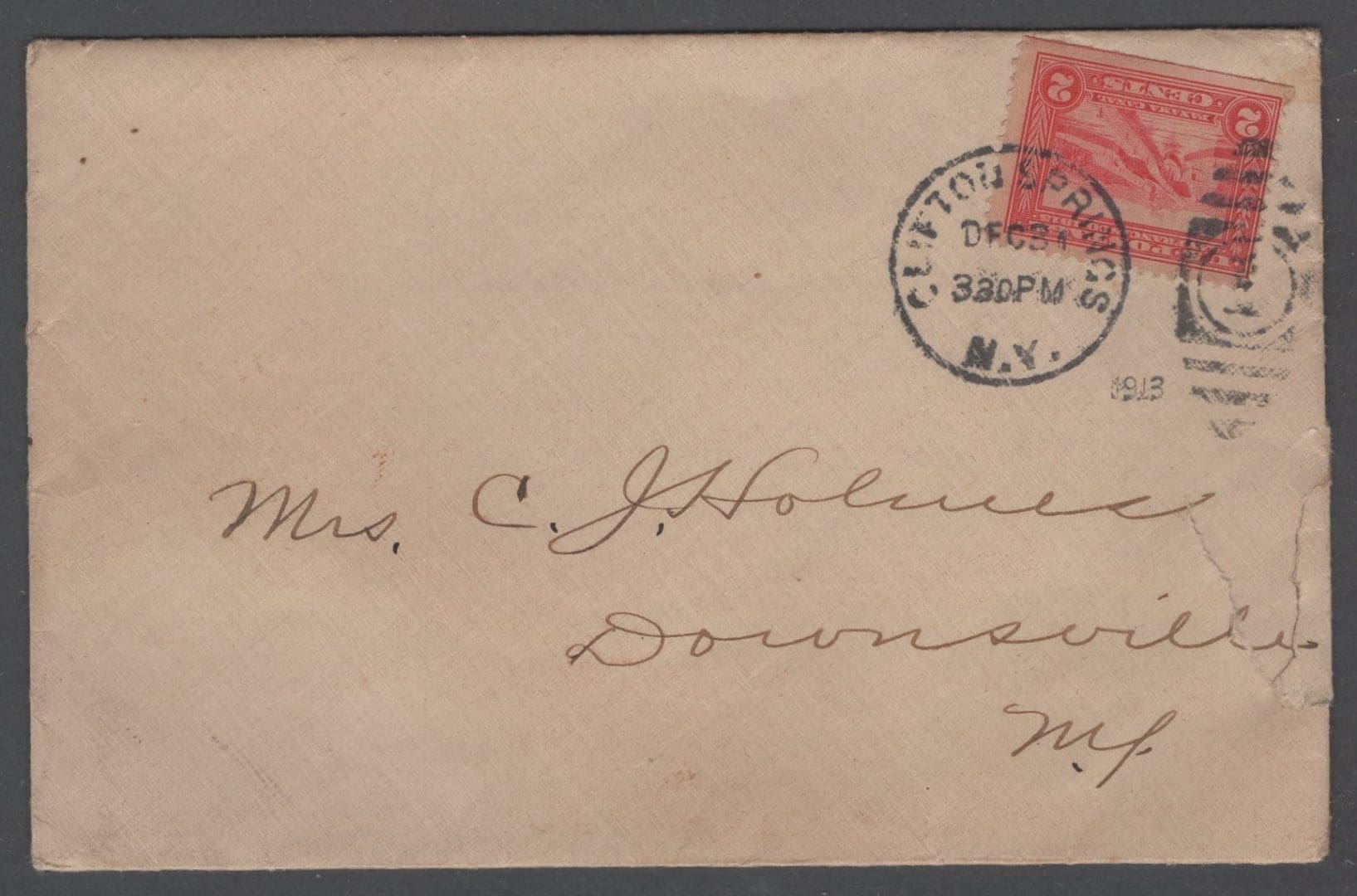 Scott# 398 "PANAMA CANAL" PAN-PACIFIC ON COVER WITH DEC 31st 1913 CDS