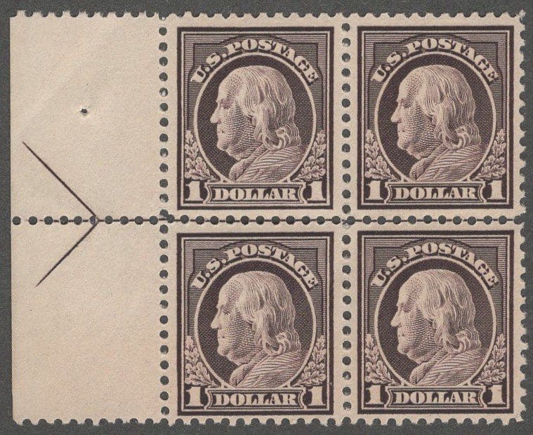 Scott# 518 "FRANKLIN" MNH ARROW BLOCK (4) BIG MARGINS, NICELY CENTERED