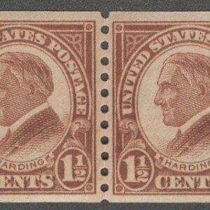 Scott# 598 "WARREN HARDING" MNH COIL PAIR, NICELY CENTERED