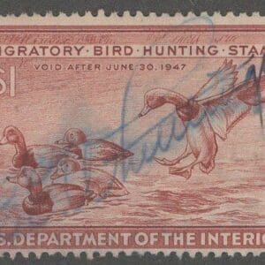 Scott# RW13 "DUCK STAMP" 1946 "REDHEAD DUCKS" USED, NICELY CENTERED