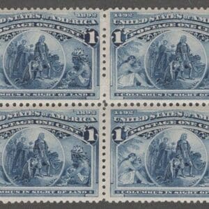 Scott# 230 "COLUMBIAN" BLOCK (4) TOP (2) MLH, BOTTOM MNH *SEE DETAILS *