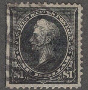Scott# 276 "PERRY" TYPE I $1.00 BUREAU ISSUE, USED, REGISTRATION CANCEL