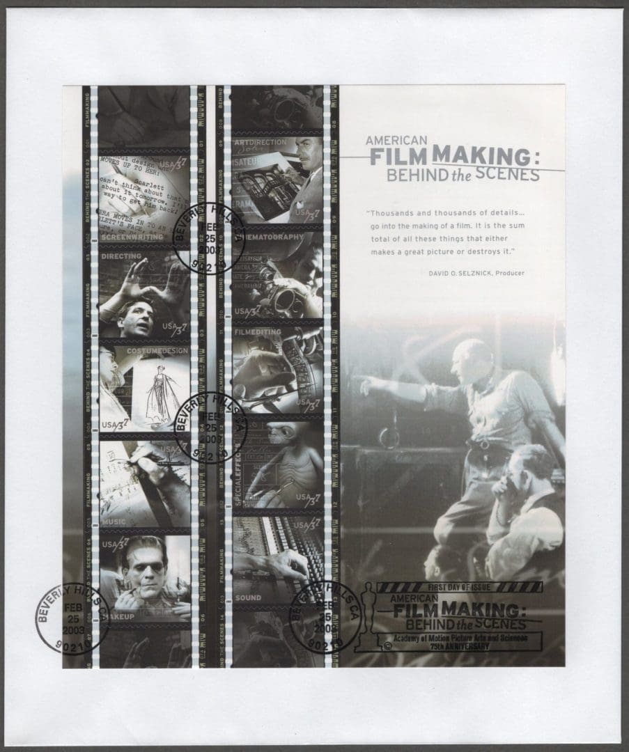 Scott# 3772 "AMERICAN FILMMAKING" SOUVENIR SHEET FIRST DAY COVER