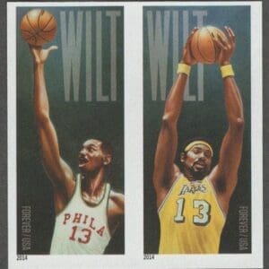 Scott# 4950-51b "WILT CHAMBERLAIN" NO DIE CUT ATTACHED PAIR, MNH