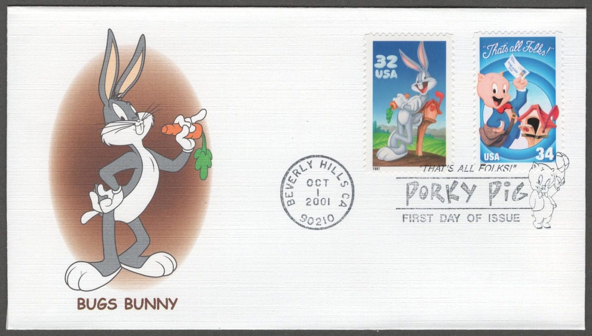 Scott# 3137-3534 "LOONEY TUNES PORKY & FRIENDS" FLEETWOOD SPECIAL CANCELS FDC SET