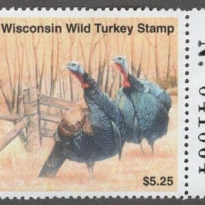 WISCONSIN TURKEY STAMP 2004 USED WITH PLATE # NICELY CENTERED
