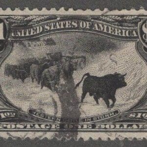 Scott# 292 "TRANS-MISSISSIPPI - CATTLE in STORM" USED, VERY NICELY CENTERED