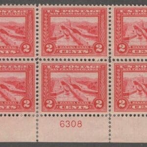 Scott# 398 "PANAMA CANAL" PAN PACIFIC EXPO MINT PLATE BLOCK (6)
