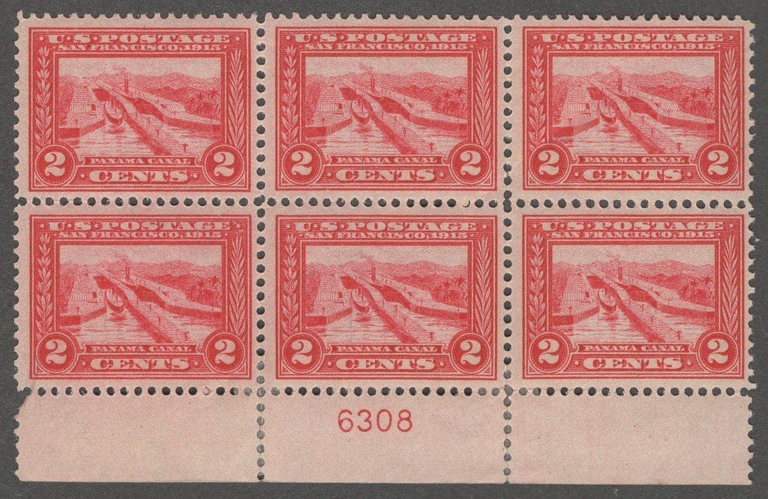 Scott# 398 "PANAMA CANAL" PAN PACIFIC EXPO MINT PLATE BLOCK (6)