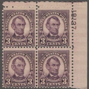 Scott# 635 "LINCOLN" PLATE BLOCK (4) MNH *SEE DETAILS*