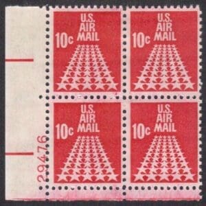 Scott# C72 "STARS" AIRMAIL PLATE BLOCK (4) MNH, NICELY CENTERED