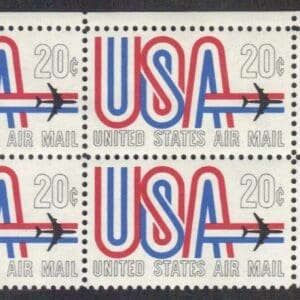 Scott# C75 "USA" MNH AIRMAIL ZIP BLOCK (4) NICELY CENTERED