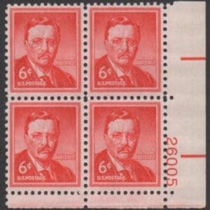 Scott# 1039 "ROOSEVELT" MINT PLATE BLOCK (4) NICELY CENTERED