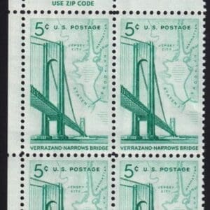 Scott# 1258 "VERRAZANO BRIDGE" MNH ZIP BLOCK (4) NICELY CENTERED