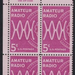 Scott# 1260 "AMATEUR RADIO" MNH ZIP BLOCK (4) NICELY CENTERED