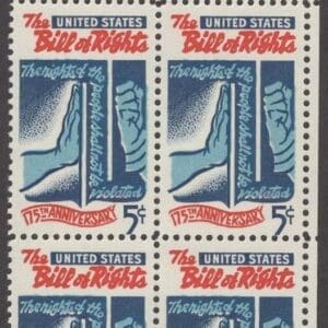 Scott# 1312  "BILL of RIGHTS" MNH ZIP BLOCK (4) NICELY CENTERED
