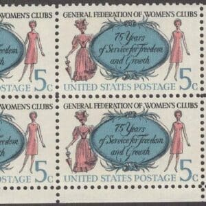 Scott# 1316 "WOMEN'S CLUBS" MNH ZIP BLOCK (4) NICELY CENTERED