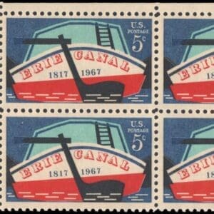 Scott# 1325 "ERIE CANAL-150TH ANNIVERSARY" MNH ZIP BLOCK (4)