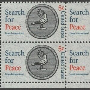 Scott# 1326 "LIONS INT'L - SEARCH FOR PEACE" MNH ZIP BLOCK (4)