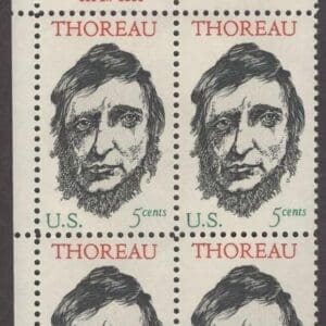 Scott# 1327 "HENRY THOREAU-WRITER" MNH ZIP BLOCK (4) NICELY CENTERED
