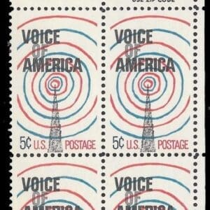 Scott# 1329 "VOICE OF AMERICA" MNH ZIP BLOCK (4) NICELY CENTERED