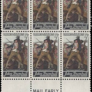 Scott# 1361 "J TRUMBULL - ARTIST - BUNKER HILL" MNH MAIL EARLY BLOCK (6)