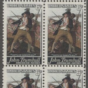 Scott# 1361 "J TRUMBULL - ARTIST - BUNKER HILL" MNH ZIP BLOCK (4)