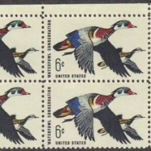 Scott# 1362 "WATERFOWL CONSERVATION" ZIP BLOCK (4) MNH, NICELY CENTERED