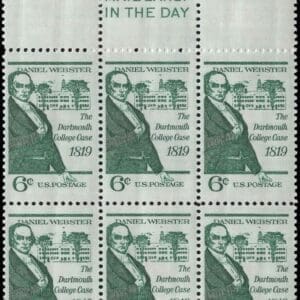 Scott# 1380 "DANIEL WEBSTER-DARTMOUTH COLLEGE" MNH MAIL EARLY BLOCK (6)