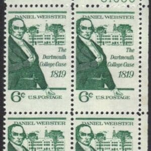 Scott# 1380 "DANIEL WEBSTER-DARTMOUTH COLLEGE" MNH PLATE BLOCK (4)