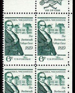 Scott# 1380 "DANIEL WEBSTER-DARTMOUTH COLLEGE" MNH ZIP BLOCK (4)