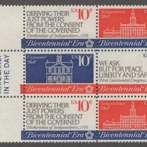 Scott# 1543-46 AMERICAN REVOLUTION BICENTENNIAL MAIL EARLY BLOCK (6) MNH