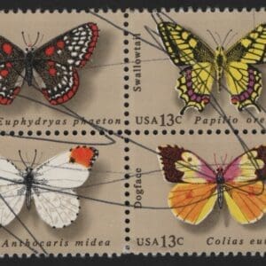 Scott# 1712-15 BUTTERFLIES USED SE-TENANT BLOCK (4) NICELY CENTERED