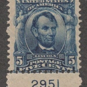 Scott # 304 "LINCOLN" ORNATE SERIES, MINT PLATE # SINGLE