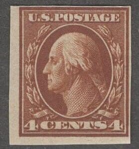 Scott# 346 "WASHINGTON" DBLWMK, MNH IMPERFORATE SINGLE