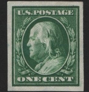 Scott# 343 FRANKLIN, MINT IMPERF, DLWMK, VERY NICELY CENTERED