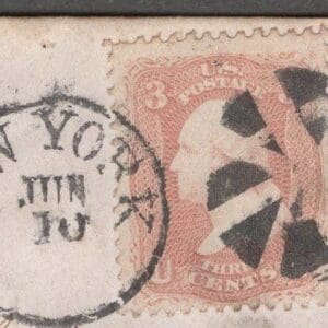 Alternative view of Scott# 65 “WASHINGTON” TR-WI7 NYFM COGWHEEL CANCEL ON COVER