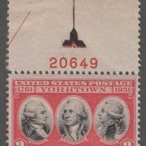 Scott# 703 "SURRENDER of CORNWALLIS at YORKTOWN" PLATE# SINGLE, MNH