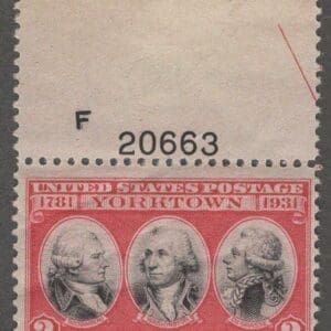 Scott# 703 "SURRENDER of CORNWALLIS at YORKTOWN" PLATE# SINGLE, MNH