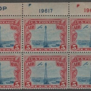 Scott# C11 "BEACON on the ROCKY MOUNTAINS" TOP PLATE BLOCK (6)MNH