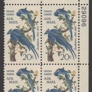 Scott# C71 "COLUMBIA JAY'S-AUDUBON" PLATE BLOCK (4) NICELY CENTERED