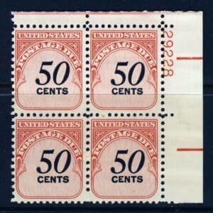 Scott# J99 "POSTAGE DUE" ROTARY MNH PLATE BLOCK (4) NICELY CENTERED