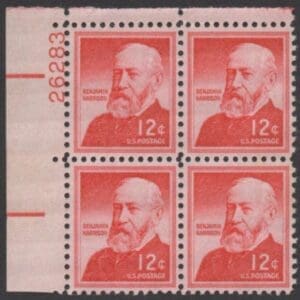 Scott# 1045 "HARRISON" MNH PLATE BLOCK (4) NICELY CENTERED