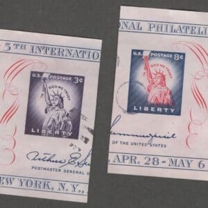 Scott# 1075a 1075b "FIPEX" SOUVENIR SHEETLET, USED, LITE CANCELS