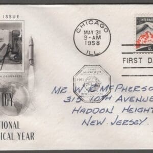 Scott# 1107 "INTERNATIONAL GEOPHYSICAL YEAR" ARTCRAFT FIRST DAY COVER